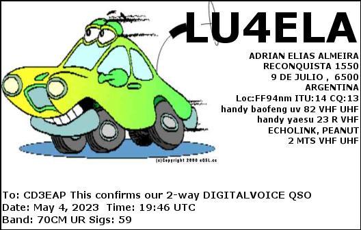 Imagen de tarjeta QSL de LU4ELA