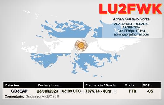 Imagen de tarjeta QSL de LU2FWK