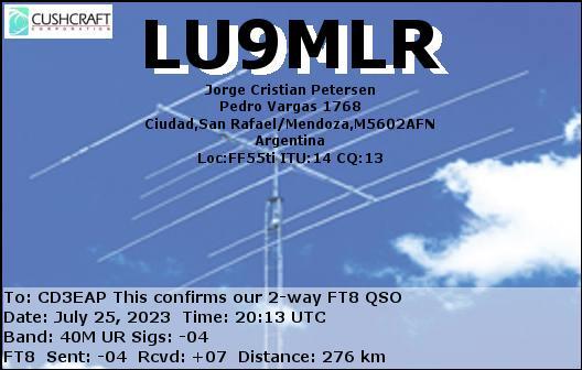 Imagen de tarjeta QSL de LU9MLR