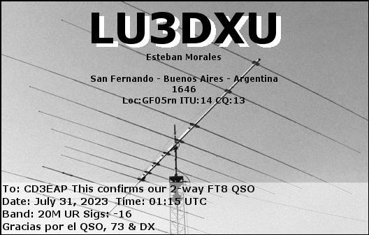 Imagen de tarjeta QSL de LU3DXU