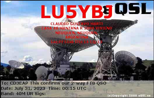 Imagen de tarjeta QSL de LU5YBJ