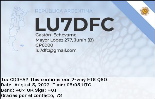 Imagen de tarjeta QSL de LU7DFC