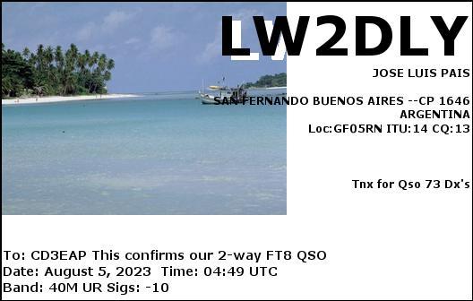 Imagen de tarjeta QSL de LW2DLY