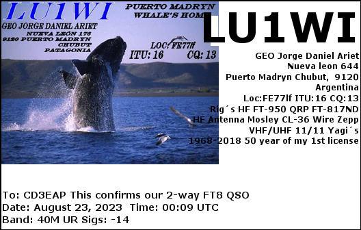 Imagen de tarjeta QSL de LU1WI