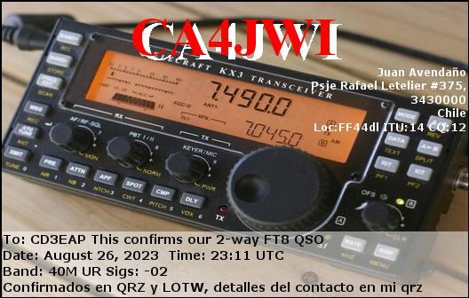 Imagen de tarjeta QSL de CA4JWI