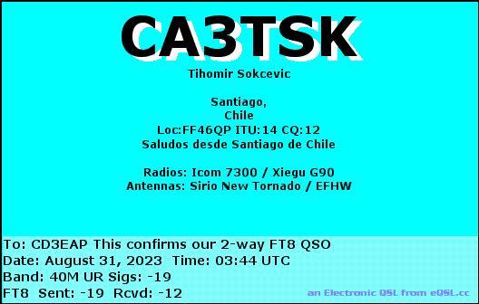 Imagen de tarjeta QSL de CA3TSK