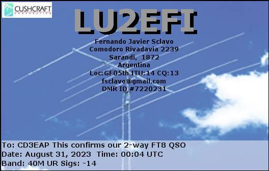 Imagen de tarjeta QSL de LU2EFI