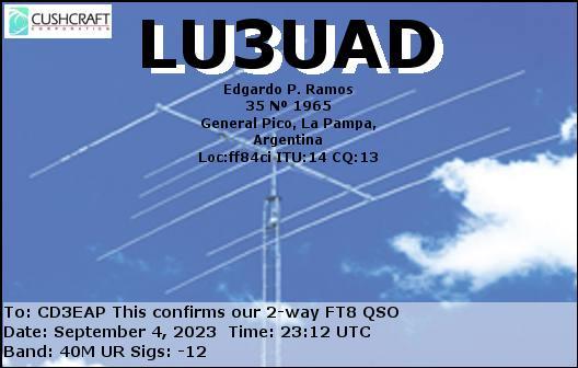 Imagen de tarjeta QSL de LU3UAD