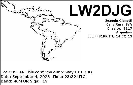 Imagen de tarjeta QSL de LW2DJG