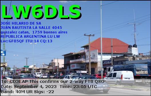 Imagen de tarjeta QSL de LW6DLS