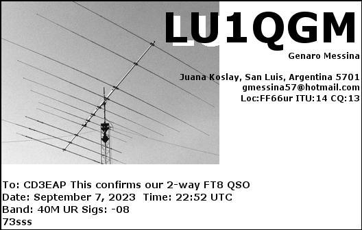 Imagen de tarjeta QSL de LU1QGM