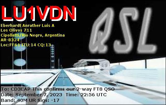 Imagen de tarjeta QSL de LU1VDN