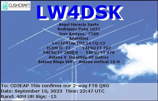 Imagen de tarjeta QSL de LW4DSK