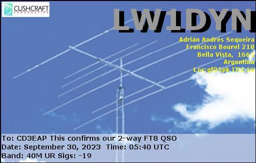 Imagen de tarjeta QSL de LW1DYN