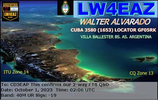 Imagen de tarjeta QSL de LW4EAZ