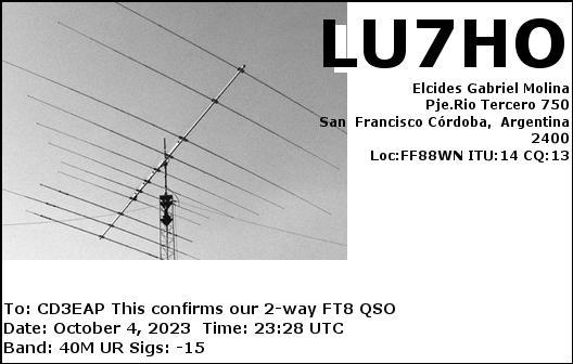 Imagen de tarjeta QSL de LU7HO