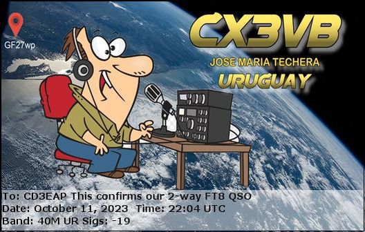 Imagen de tarjeta QSL de CX3VB