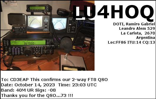 Imagen de tarjeta QSL de LU4HOQ