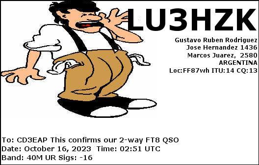 Imagen de tarjeta QSL de LU3HZK