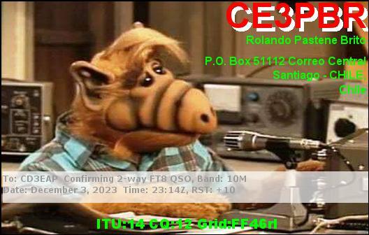 Imagen de tarjeta QSL de CE3PBR