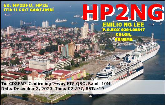 Imagen de tarjeta QSL de HP2NG