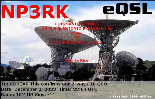 Imagen de tarjeta QSL de NP3RK