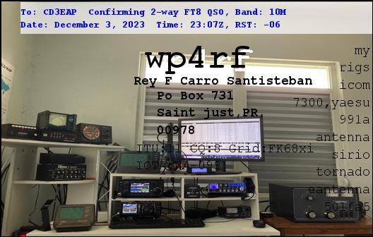 Imagen de tarjeta QSL de WP4RF