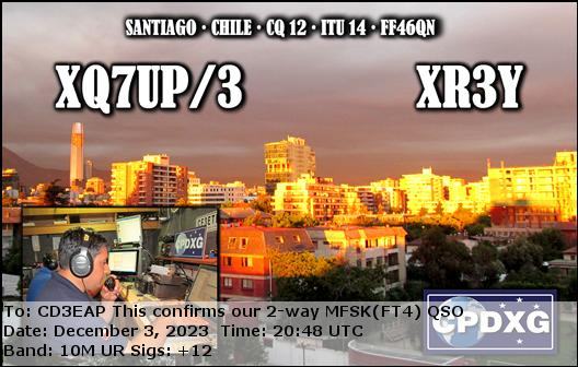 Imagen de tarjeta QSL de XR3Y