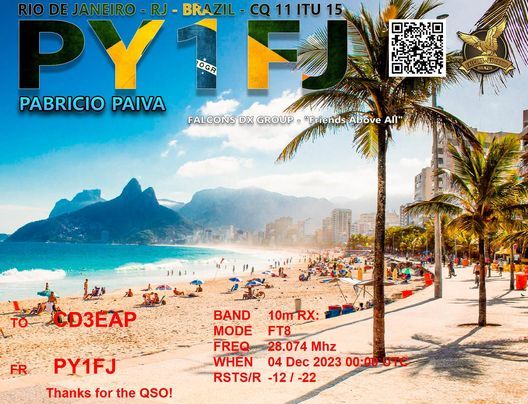 Imagen de tarjeta QSL de PY1FJ