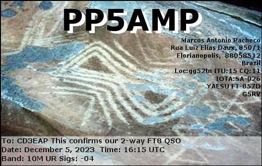 Imagen de tarjeta QSL de PP5AMP