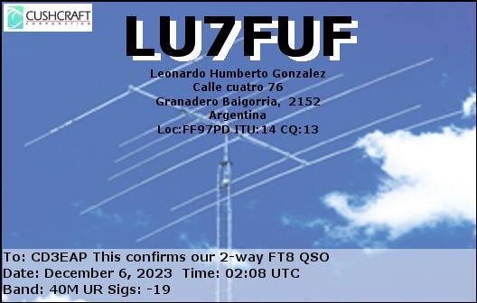 Imagen de tarjeta QSL de LU7FUF