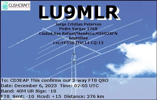 Imagen de tarjeta QSL de LU9MLR