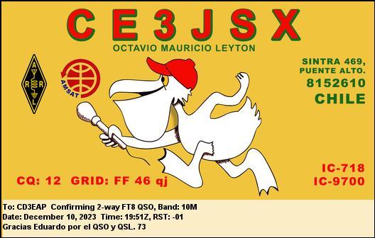 Imagen de tarjeta QSL de CE3JSX