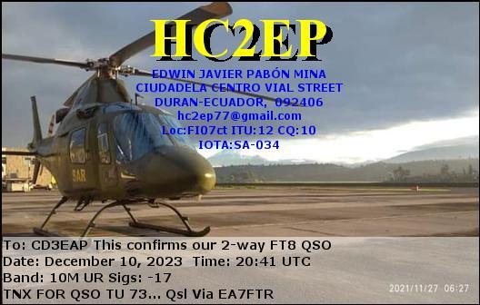 Imagen de tarjeta QSL de HC2EP