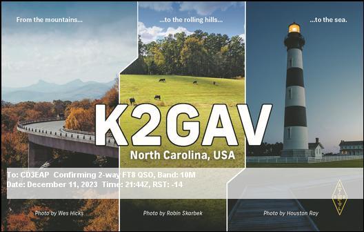 Imagen de tarjeta QSL de K2GAV