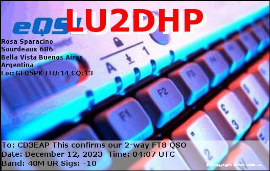 Imagen de tarjeta QSL de LU2DHP