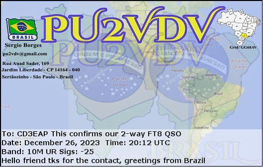 Imagen de tarjeta QSL de PU2VDV