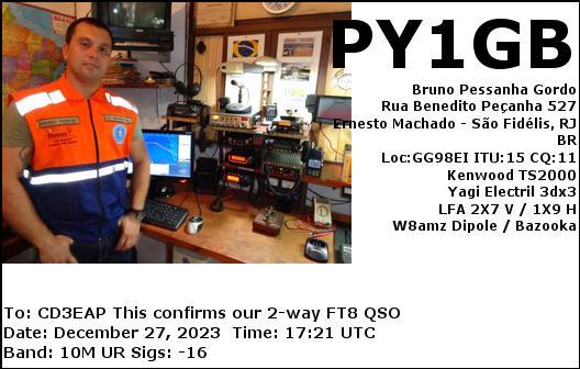 Imagen de tarjeta QSL de PY1GB