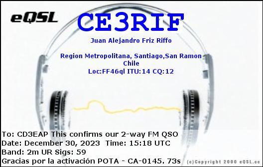 Imagen de tarjeta QSL de CE3RIF