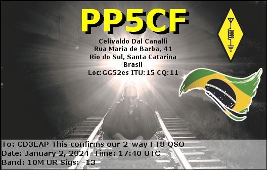 Imagen de tarjeta QSL de PP5CF