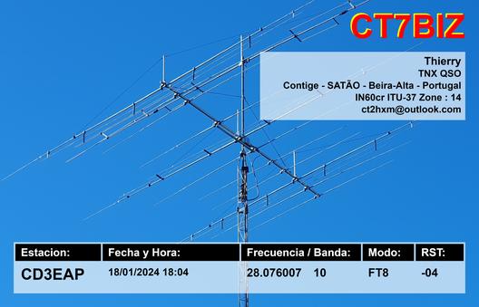 Imagen de tarjeta QSL de CT7BIZ