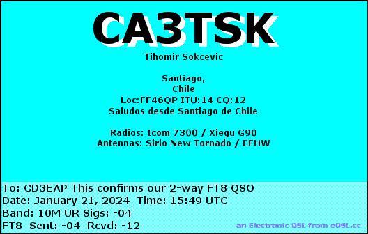 Imagen de tarjeta QSL de CA3TSK