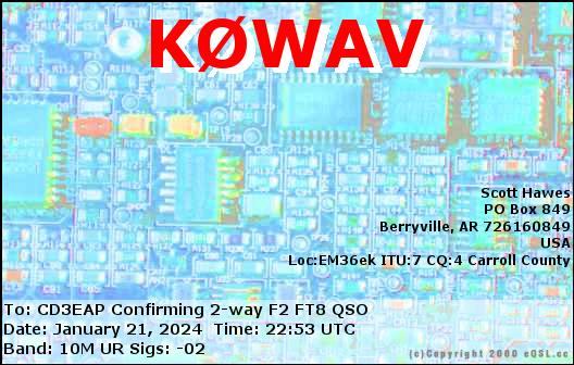 Imagen de tarjeta QSL de K0WAV