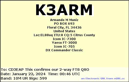 Imagen de tarjeta QSL de K3ARM