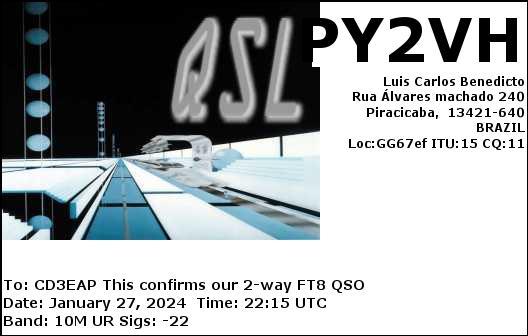 Imagen de tarjeta QSL de PY2VH