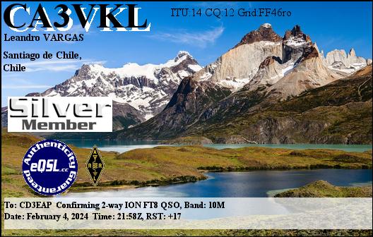 Imagen de tarjeta QSL de CA3VKL