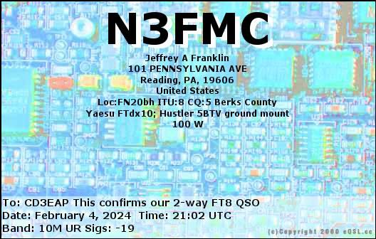 Imagen de tarjeta QSL de N3FMC