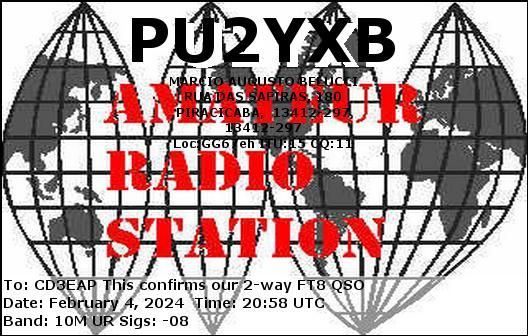 Imagen de tarjeta QSL de PU2YXB