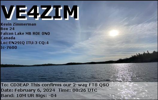 Imagen de tarjeta QSL de VE4ZIM