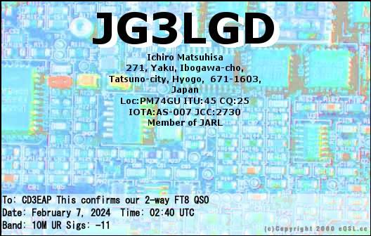 Imagen de tarjeta QSL de JG3LGD